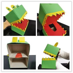 創意親子手工 抽紙盒變身小鱷魚手偶玩具，讓寶寶愛不釋手